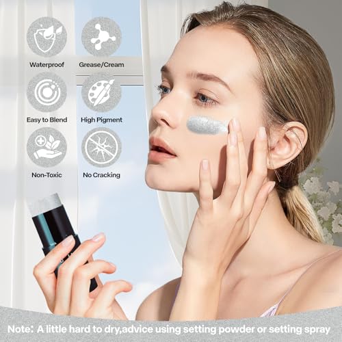 Go Ho Cream-Blendable Silver Face Paint Stick 106 oz