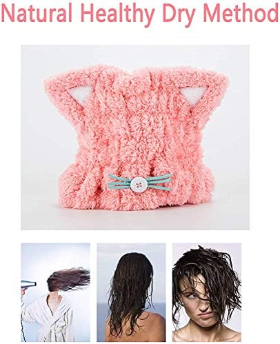 2Pcs Cat Microfiber Hair Drying Towel Wrap for Kids