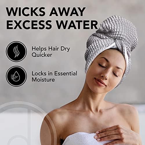 Extra Large Microfiber Hair Wrap - Quick Dry Anti-Frizz Grey
