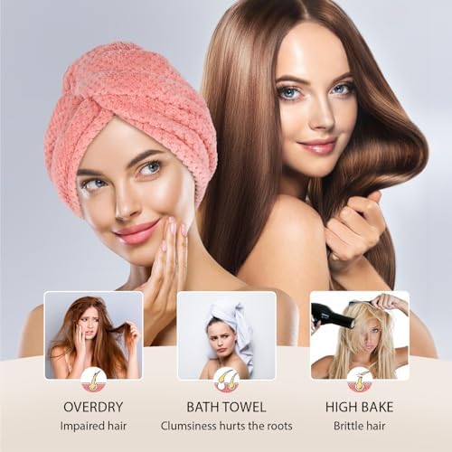 MaopaoBeauty Super Absorbent Hair Towel Wrap with Pineapple Plaid Design