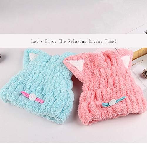 2Pcs Cat Microfiber Hair Drying Towel Wrap for Kids