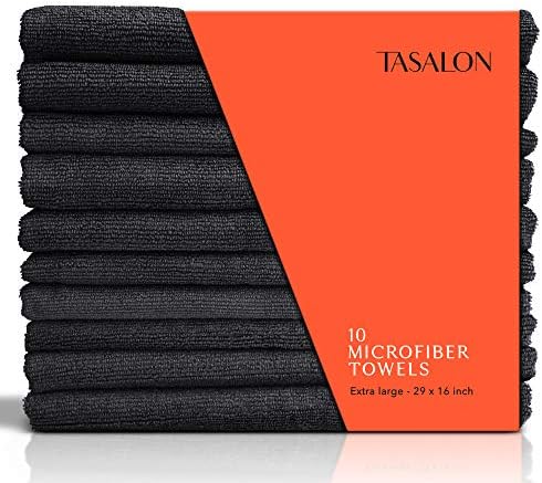 TASALON Microfiber Hair Towel Set - 10 Pack Black 1