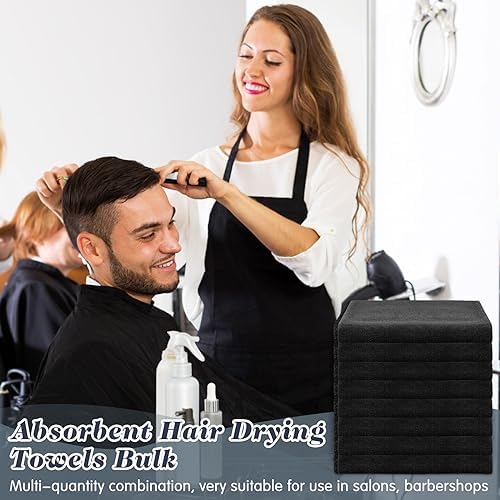 Newwiee 100pcs Large Black Microfiber Salon Towels