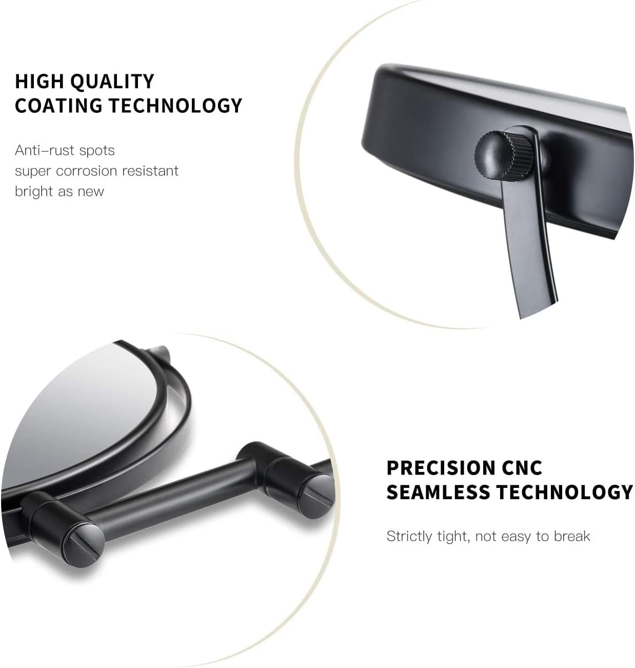 Gecious Double Sided Wall Mirror 10X Magnification Matte Black