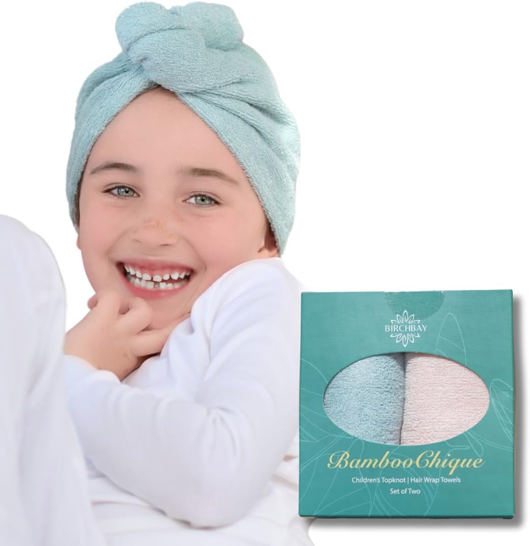 Birch Bay Hair Towel Wrap for Kids Set of 2