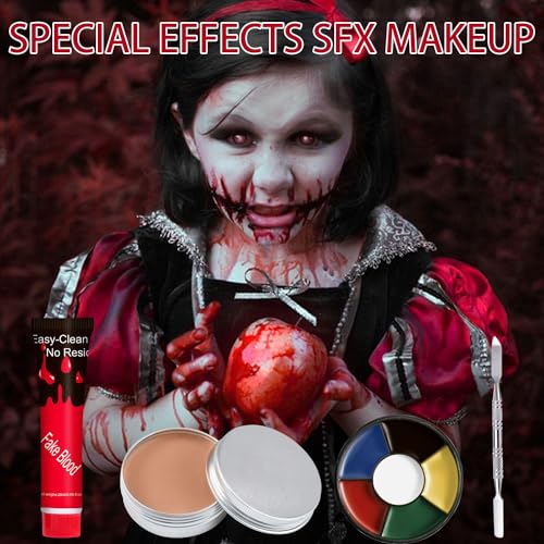Topcent Fake Blood Gel and Scar Wax Halloween Makeup Set