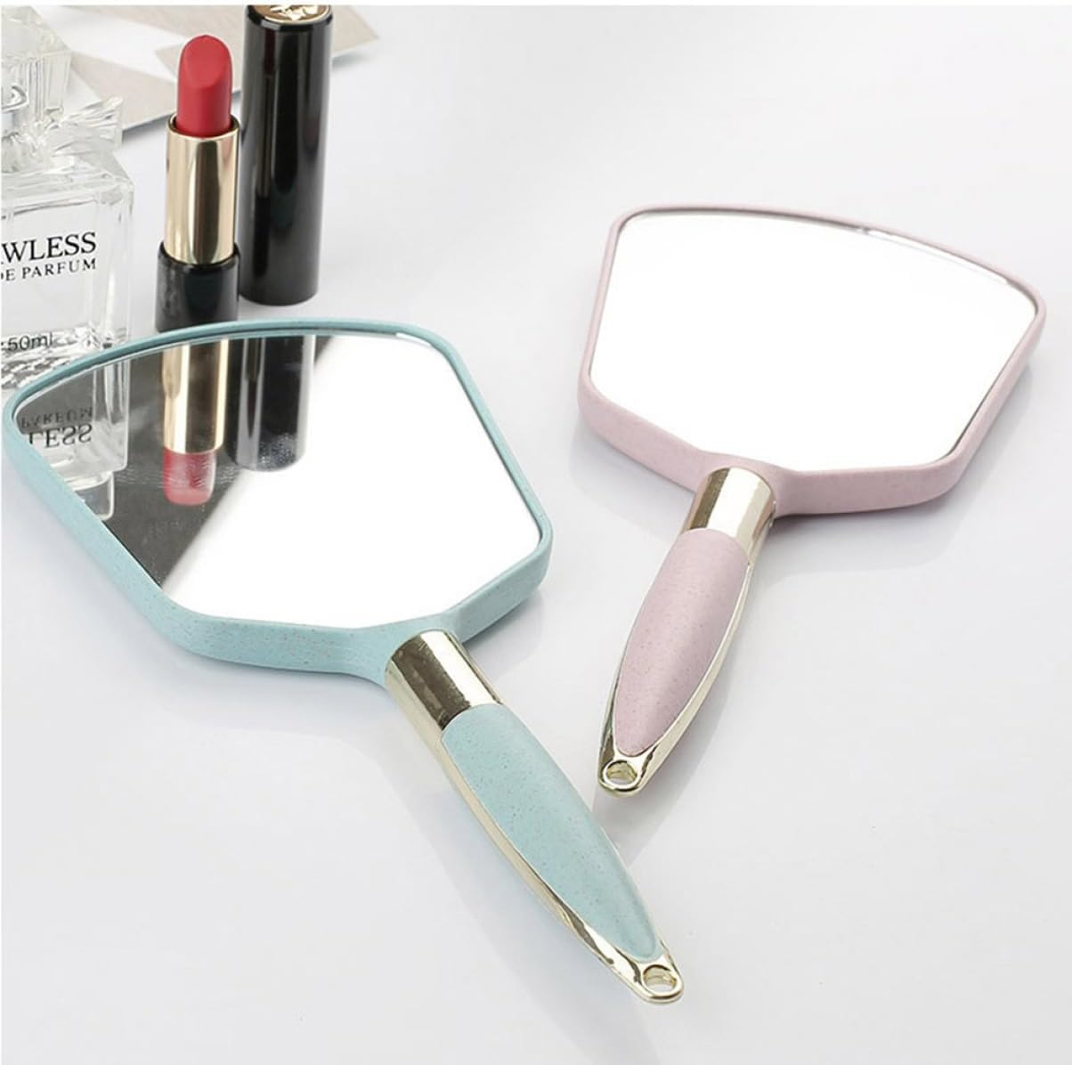 Gatuida Handheld Bathroom Mirror with Handle for Vanity and Travel Use