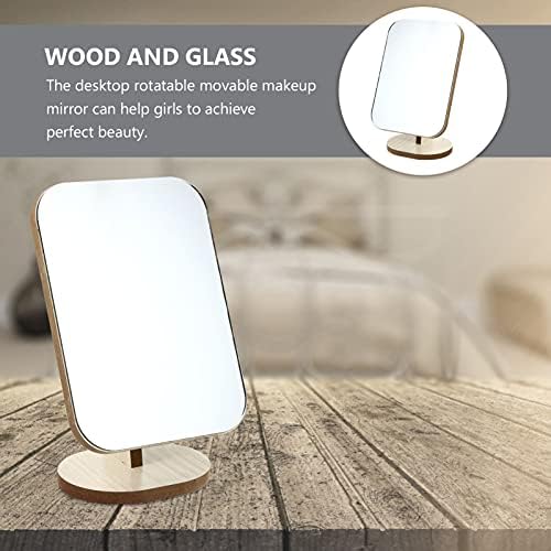 JOEBO Wooden Rotating Desktop Makeup Mirror