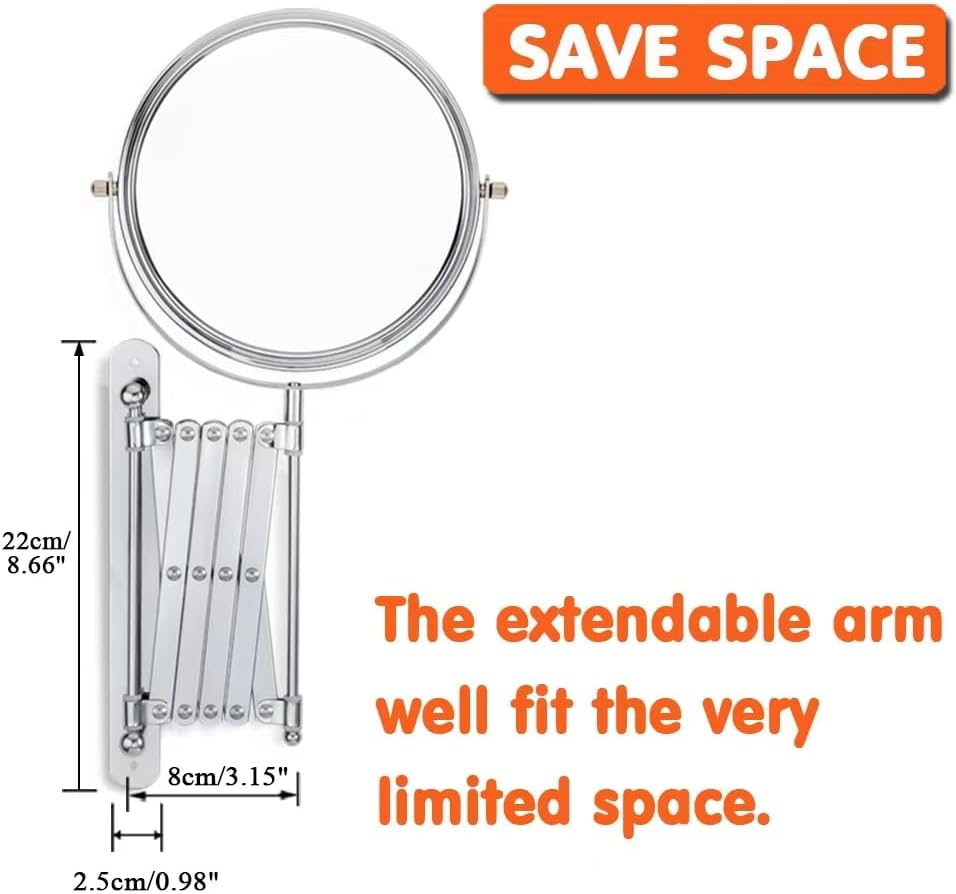 WELLLINK Extendable Makeup Mirror with 1X 7X Magnification