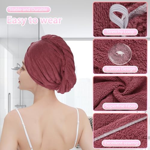 Houldhowd Microfiber Hair Towel 3 Pack