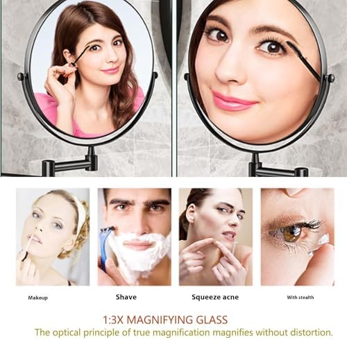 8 Wall Mounted Makeup Mirror 3X5X10X Magnification Double-Sided