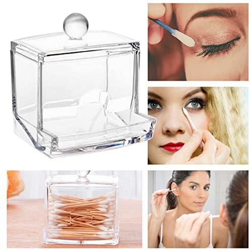 Clear Acrylic Storage Holder for Cotton Swabs and Makeup Accessories