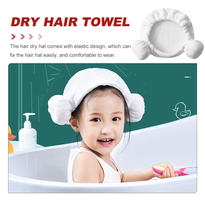 BIUDECO Quick Drying Cotton Hair Towel Hat for Kids with Heart Pattern