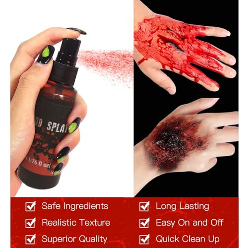 Qawnfy 2PCS Halloween Fake Blood Kit Realistic Washable