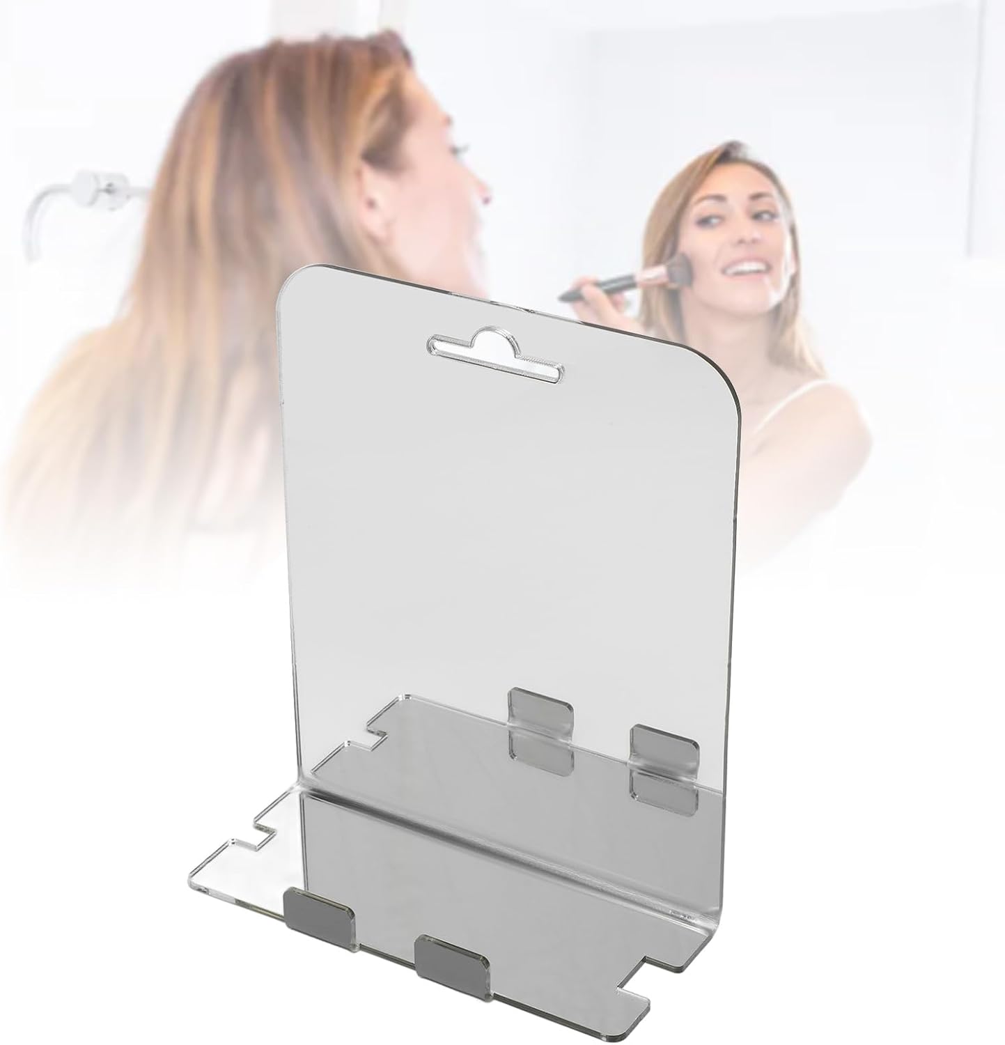 Fogless Shower Mirror with Shelf and Hook