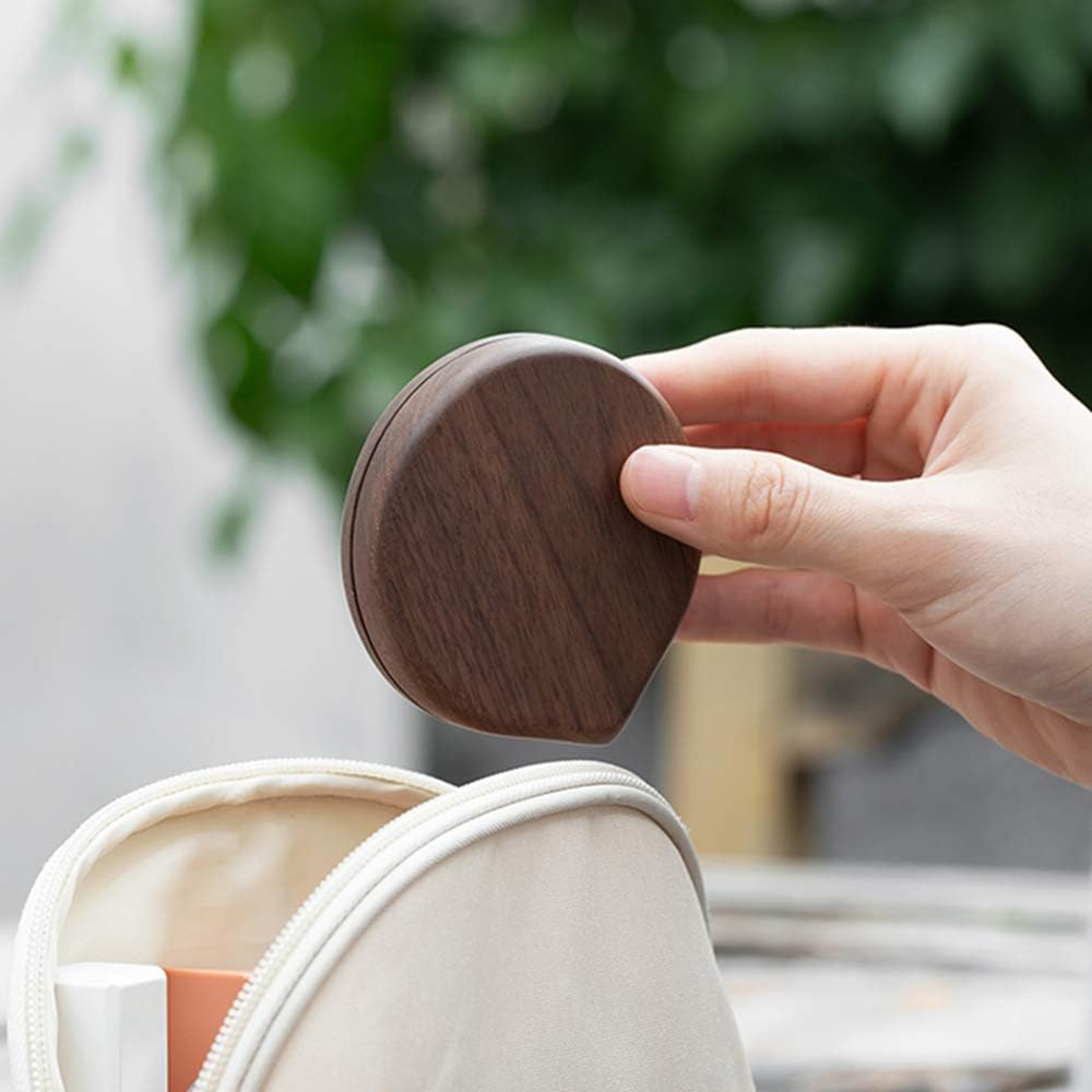 VinAmy Portable Makeup Mirror with Peach Wood Frame