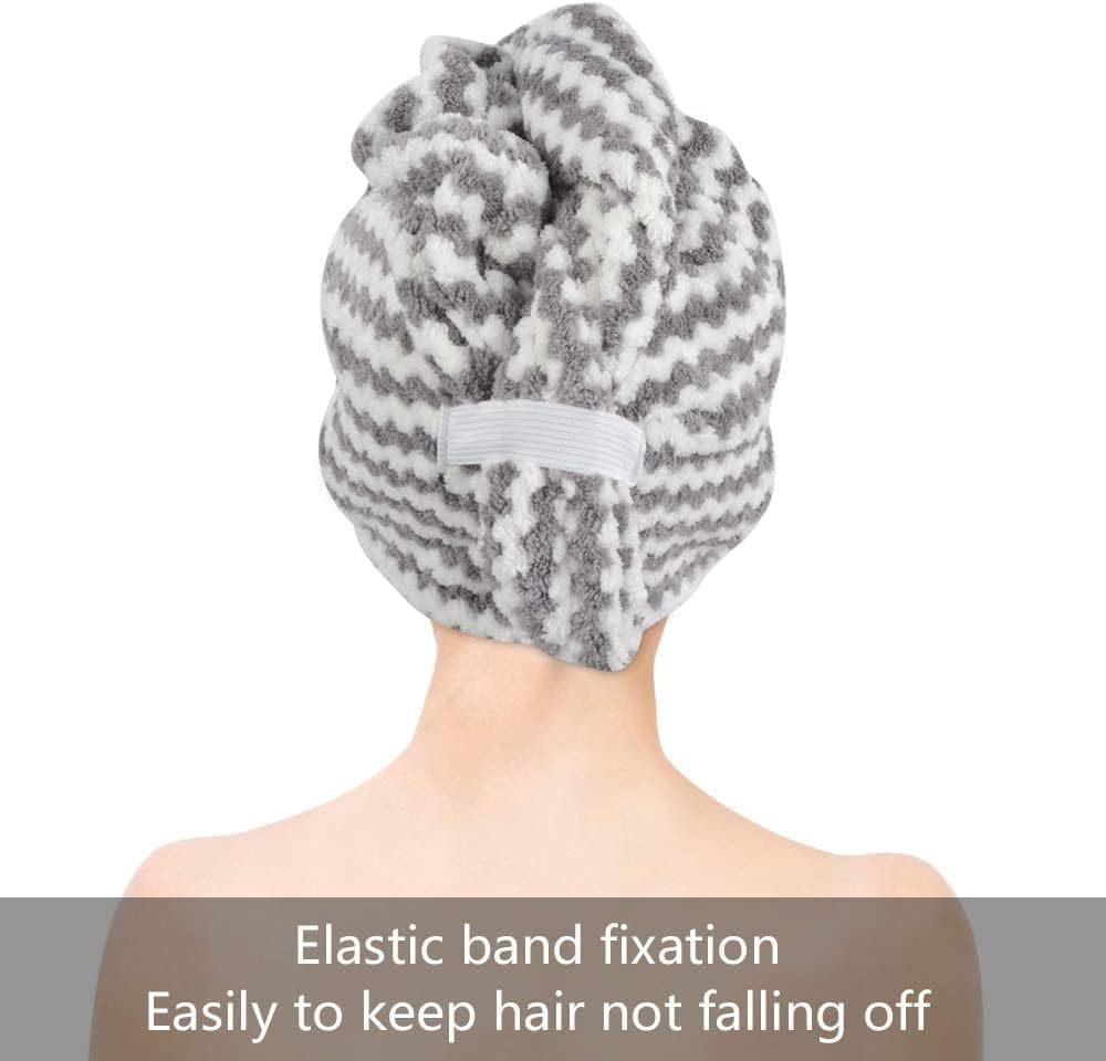 VIVOTE Microfiber Hair Towel Wrap 3Pack Gray