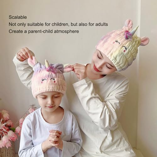 NAWPHEKI Unicorn Hair Drying Towel Cap 2Pcs