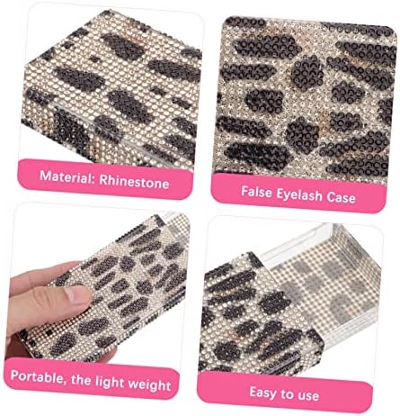 BESTYASH Glitter Eyelash Storage Box with Leopard Print