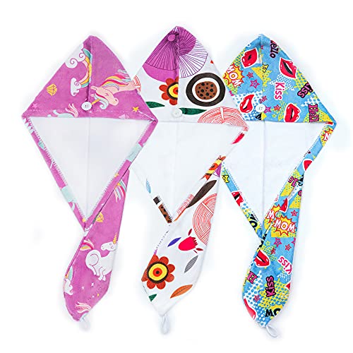 ELLEWIN Microfiber Hair Drying Towel 3 Pack for Kids Women