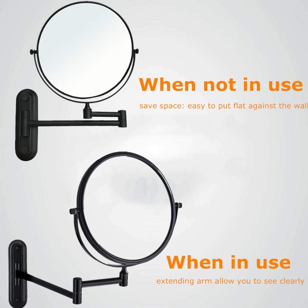 Gecious Double Sided Wall Mirror 10X Magnification Matte Black