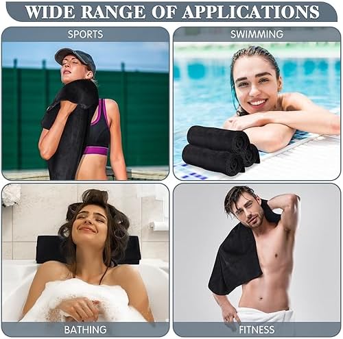 Newwiee 100pcs Large Black Microfiber Salon Towels