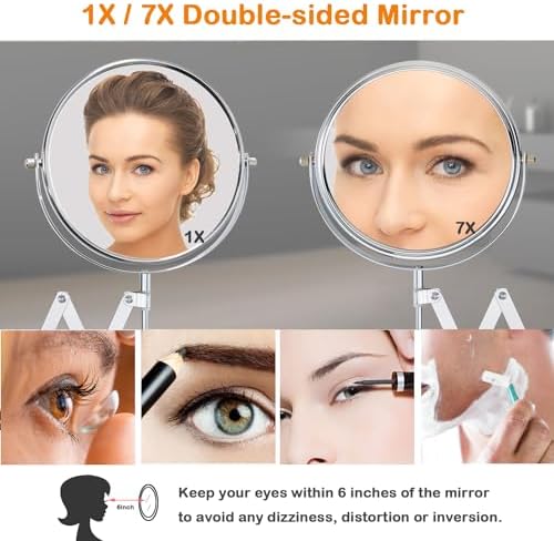 WELLLINK Extendable Makeup Mirror with 1X 7X Magnification
