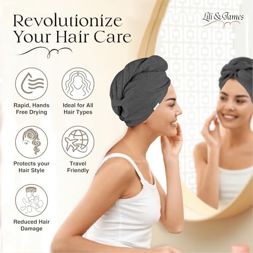 LiliJames 100 Cotton Hair Towel Wrap for WomenKids 1