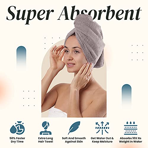 Aspen5 Extra Large Waffle Cotton Hair Towel Wrap Grey