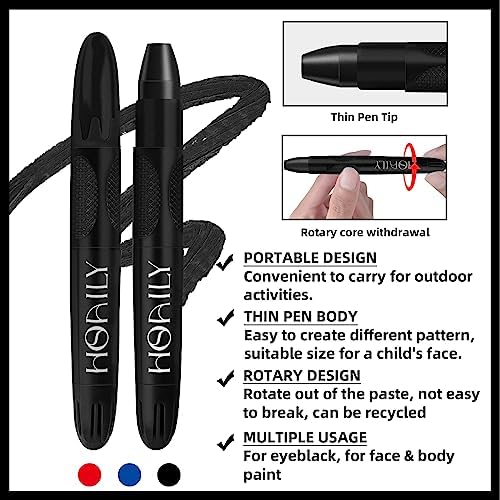 HOSAILY 3Pcs Eye Black Stick for Sports and Halloween