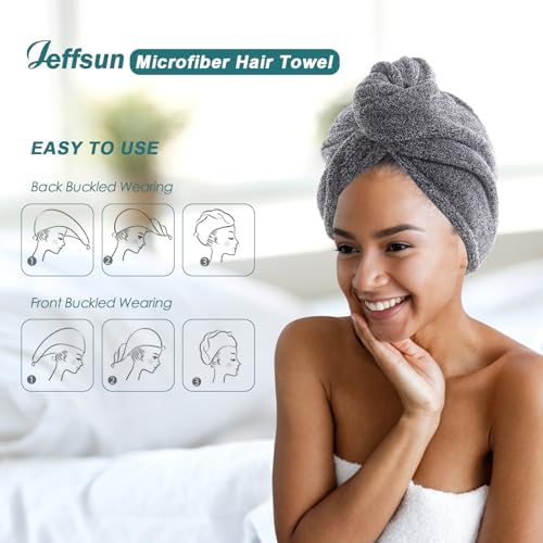 JEFFSUN 6 Pack Face Washcloths 2 Pack Hair Drying Towels