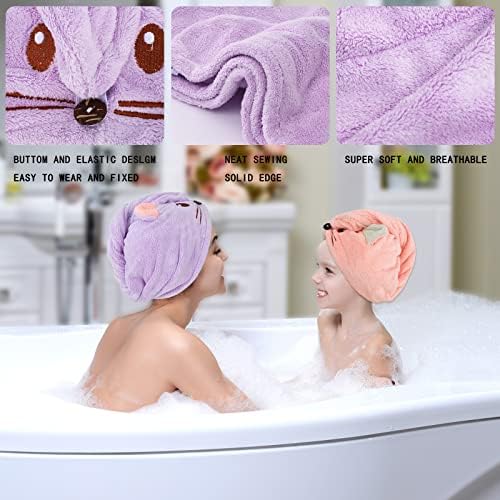 Whaline 2 Pack Quick Dry Hair Towel for Parent and Child