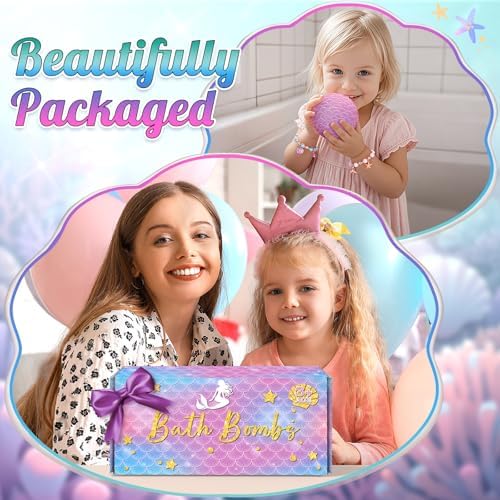 Ellinjan Mermaid Bath Bombs for Kids 8PCS Surprise Toys