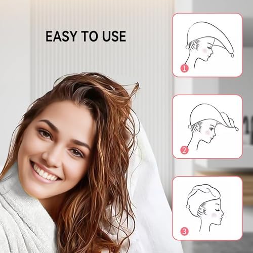 Wetore 3 Pack Microfiber Hair Towel with Button Closure