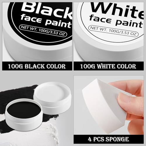 Oygcee Black White Body Paint Makeup Kit for Halloween SFX