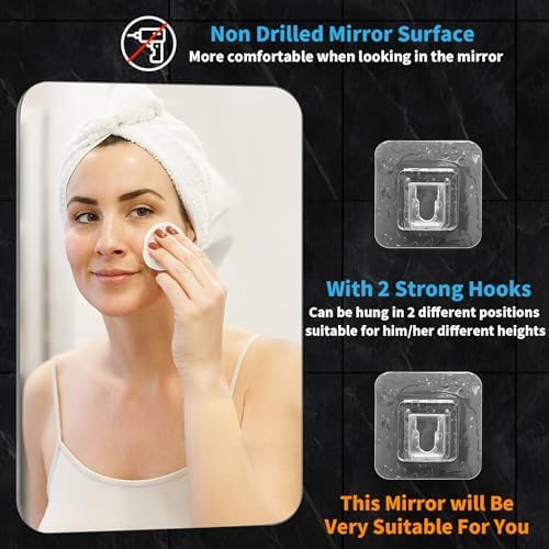 Fogless Shower Mirror with 2 Hooks Large 102x78in