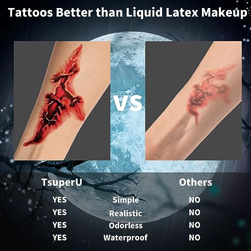 TsuperU Halloween Scar Tattoos Fake Wounds Sticker