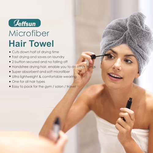 JEFFSUN 6 Pack Face Washcloths 2 Pack Hair Drying Towels