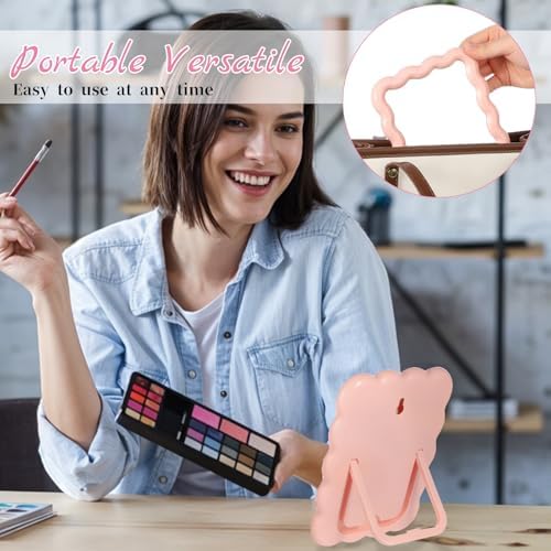 Pink Wave Shaped Portable Makeup Mirror