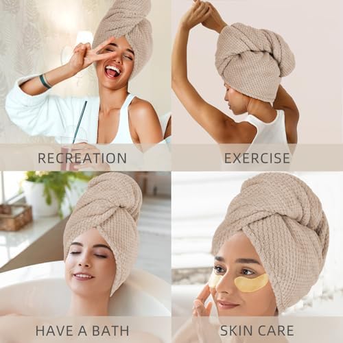 MaopaoBeauty Microfiber Hair Towel Wrap Khaki