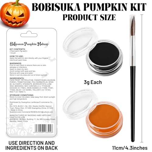 BOBISUKA Pumpkin Face Paint Halloween Makeup Kit for Kids Adults