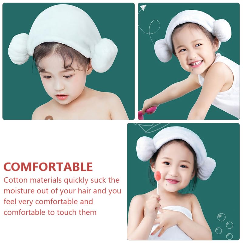 BIUDECO Quick Drying Cotton Hair Towel Hat for Kids with Heart Pattern