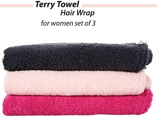 CACALA Terry Cloth Shower Cap for Women 3pcs Set