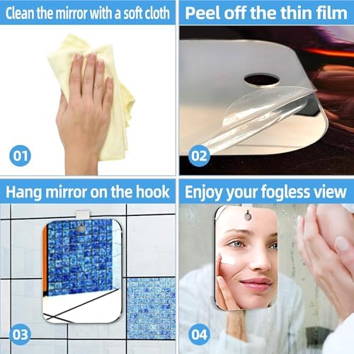 BQRIS Shower Mirror No Fog 6x8 Inch Shaving Makeup