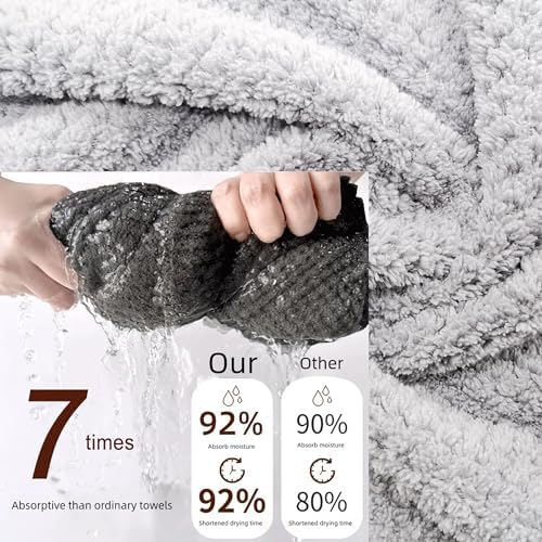 SURPRISE PIE Women Microfiber Hair Towel Wrap - Grey