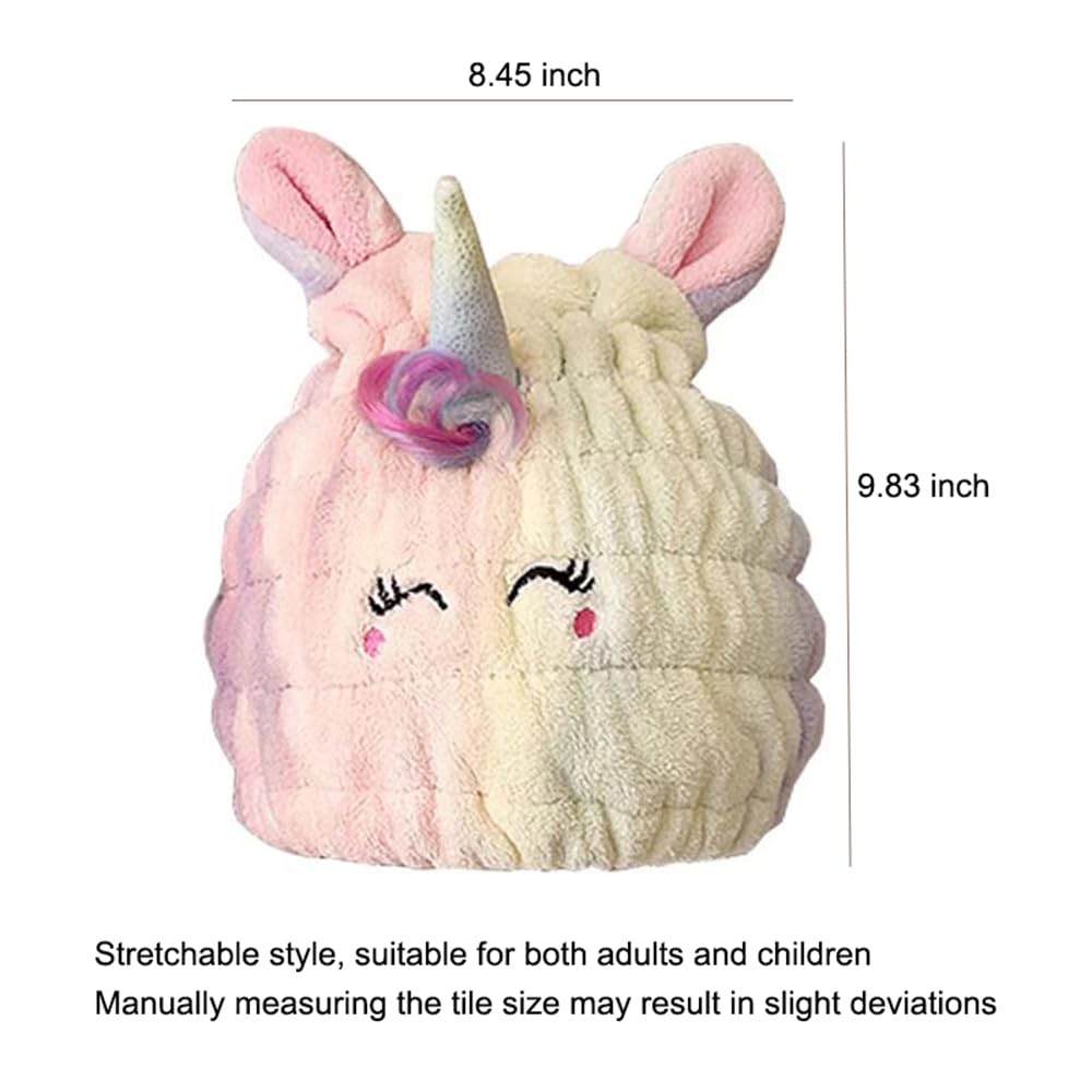 NAWPHEKI Unicorn Hair Drying Towel Cap 2Pcs