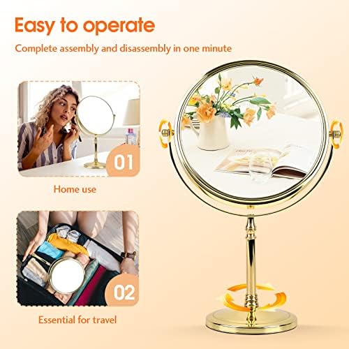 Ohotecy 8 Inch 1X10X Double-Sided Swivel Makeup Mirror Chrome Finish