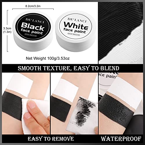 Oygcee Black White Body Paint Makeup Kit for Halloween SFX