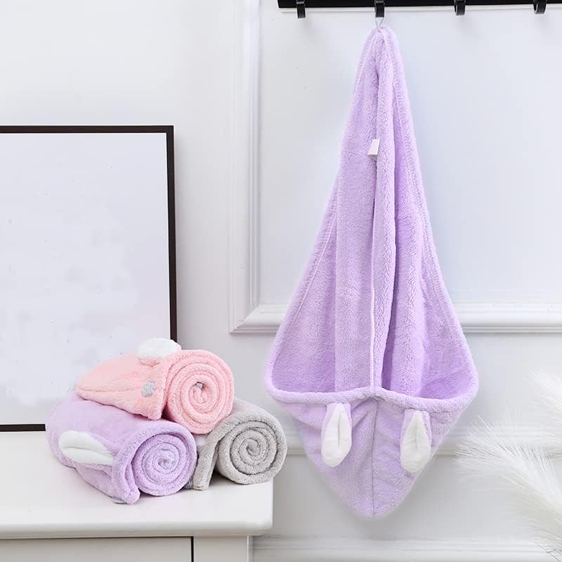 Hair Towel Wrap with Button 2 Pack Microfiber Drying Towel