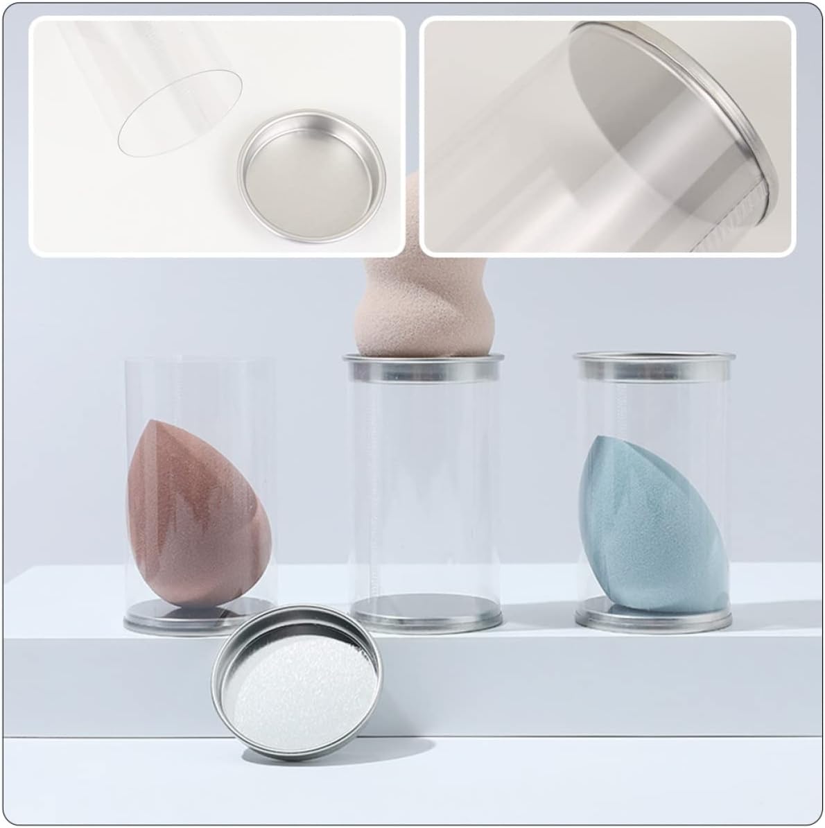 WRITWAA 6PCS Makeup Sponge Organizer Portable Beauty Egg Case
